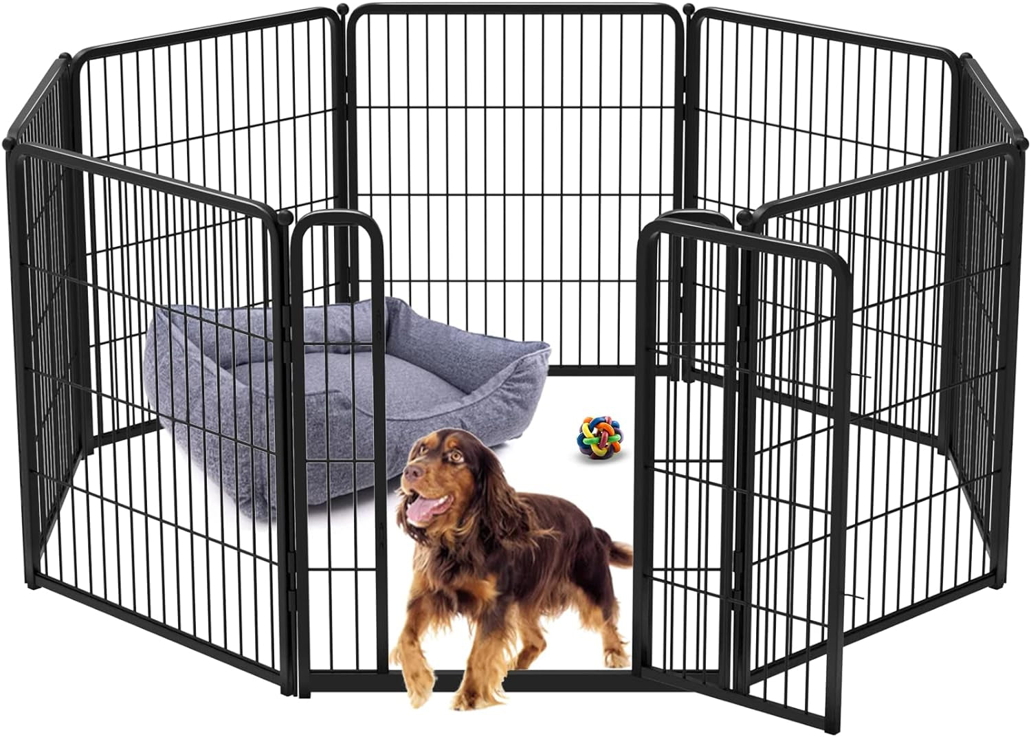 FXW Homeplus Dog Playpen Designed for Indoor Use, 45" Height for Large Dogs, Black│Patented