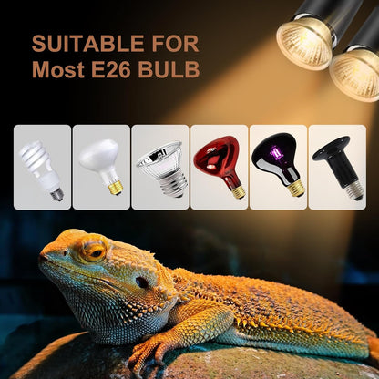 4-Pack 50W UVA UVB Bulbs, Fit E26 Heat Reptile Lamp, Light Turtle Heat Lamp for Reptiles and Amphibian Tanks, Terrariums and Cages, Works with Various Lamp Fixtures