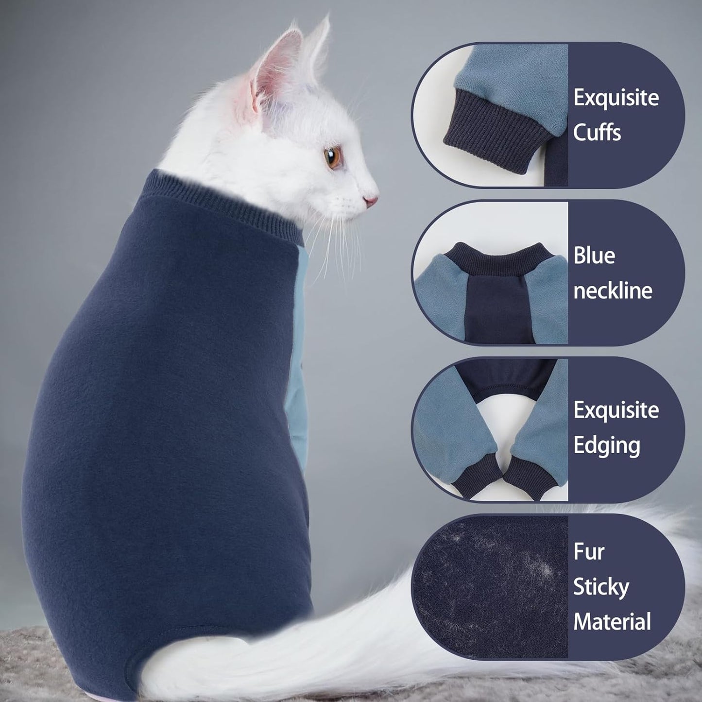 Bonaweite Cat Pajamas for Cats Only, Sticky Hair Cat Clothes, Prevent Lost Hair Kitten Onesie Shirts Costumes Outfits for Pet, Cat Recovery Suit for Cats or Small Dogs