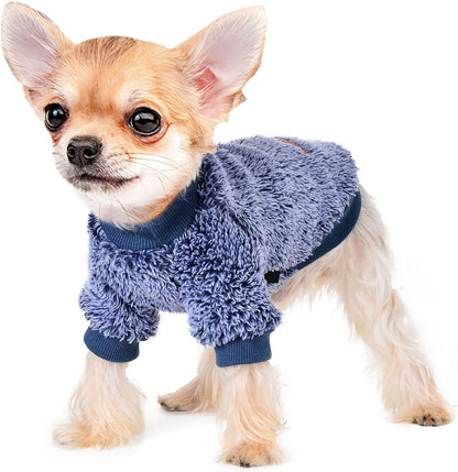 Dog Sweaters for Small Dogs, Chihuahua Fleece Clothes, XS Dog Clothes Winter Warm Puppy Sweaters Boys Girls Tiny Dog Outfits for Teacup Yorkie, Pet Cat Clothing (Blue #2, X-Small)