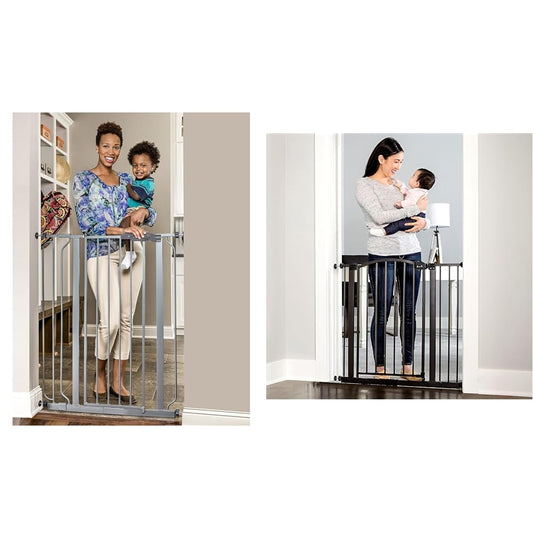 Regalo Easy Step Extra Tall Walk Thru Baby Gate, Bonus Kit, Includes 4-Inch & Easy Step Arched Décor Walk Thru Baby Gate, Includes 4-Inch Extension Kit, 4 Pack Pressure Mount Kit and 4 Pack