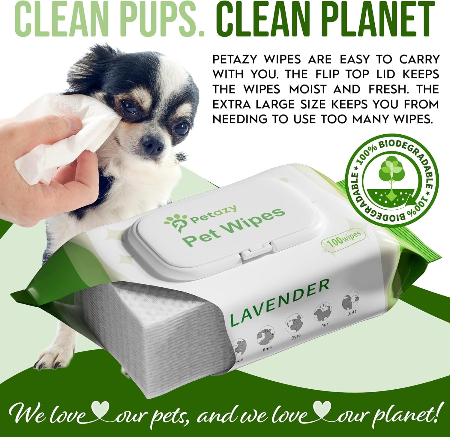 400 Dog Wipes for Paws and Butt Ears Eyes | Organic Pet Wipes for Dogs | Unscented Dog Wipes Cleaning Deodorizing | Extra Thick Paw Wipes for Dogs Cats Pets | Bonus Glove Wipes Included