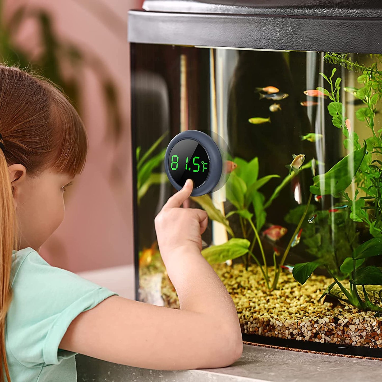 Fish Tank Digital Thermometer Accurate LED Display to ±0.9°F Tank Thermometer Aquarium Temperature Measurement Suitable for Fish, Axolotl, Turtle or Aquatic