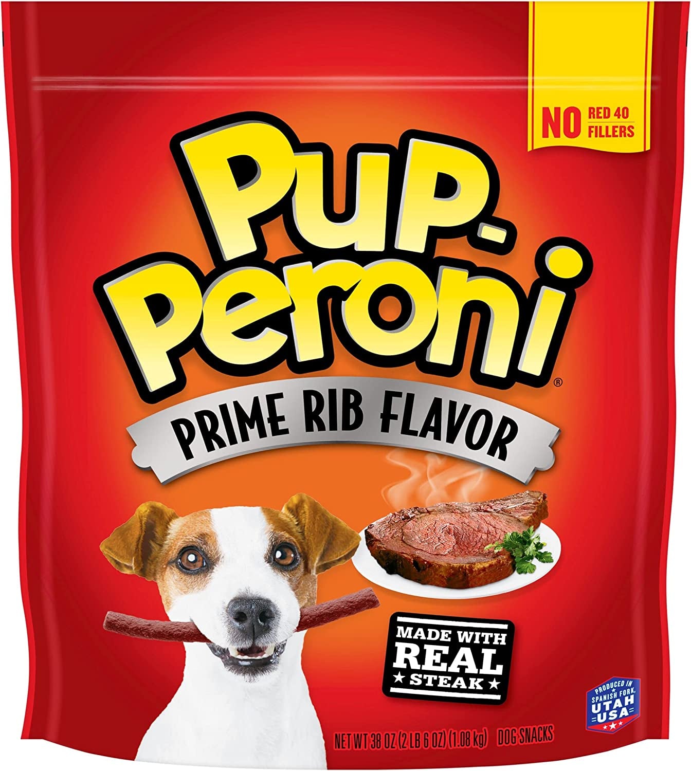 Pup-Peroni Dog Treats, Prime Rib Flavor, 38 Ounce, Made with Real Steak, No Red 40 or Fillers