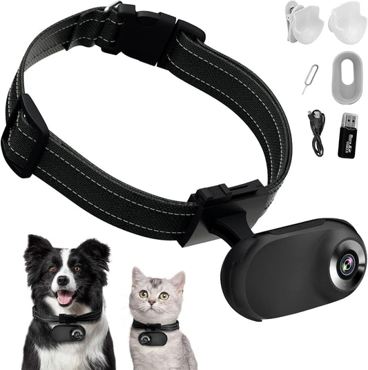 HD 1080P Cat Camera Collar with Video Record Wireless Mini Sport Cam,Small Action Cameras,Body Camera for Pet Supplies/Stuff,Outdoor/Inoor Birthday Gift No Wifi