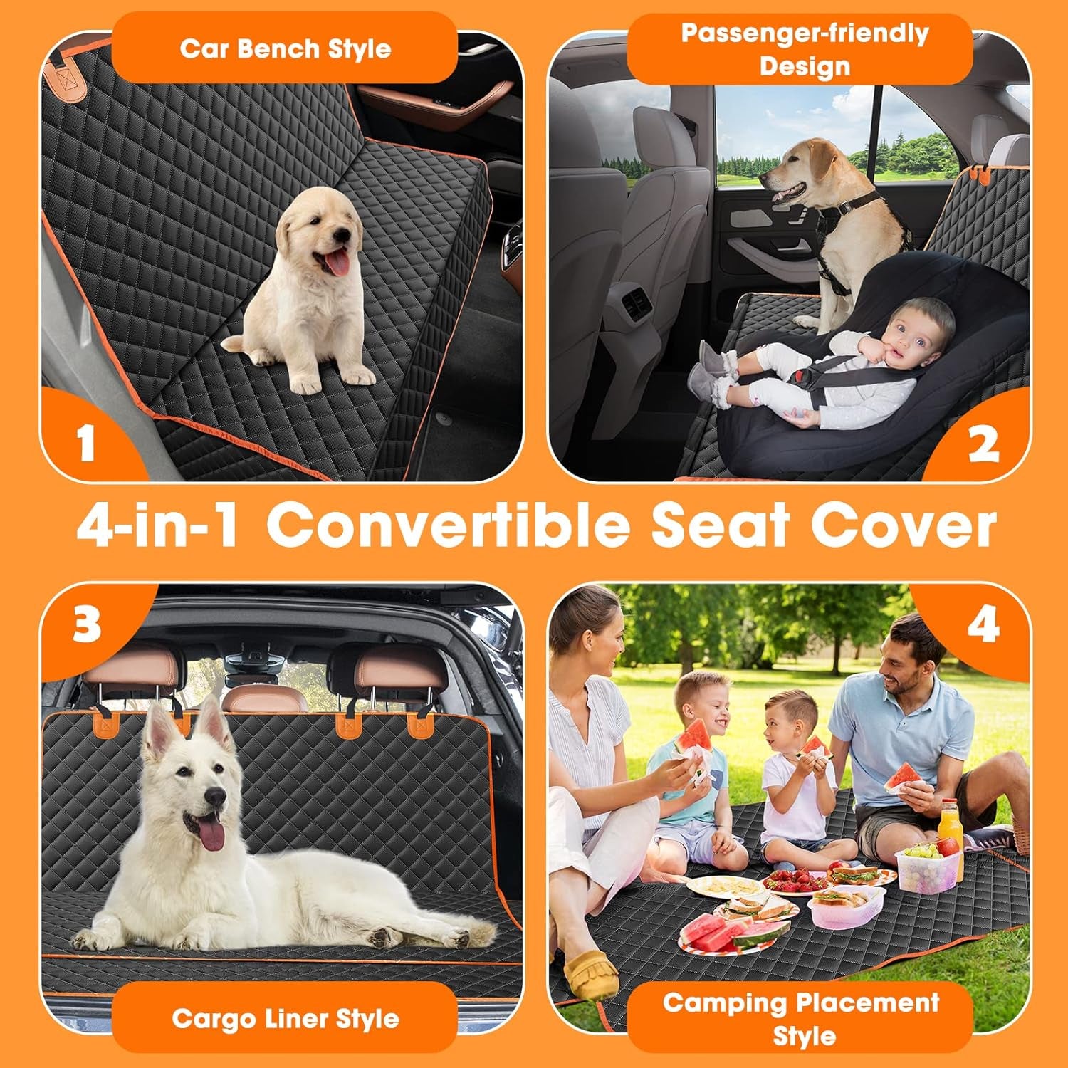 MIXJOY Dog Seat Cover for Back Seat Waterproof Dog Seat Covers for Cars, Car Seat Protector for Dogs, Nonslip Back Seat Cover for Trucks & SUV