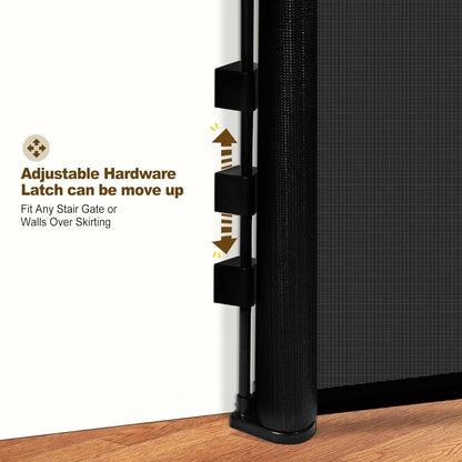 Upgrade 150 Inch Retractable Baby Gates Extra Wide with Reinforced Strip Design to Prevent Crawling Through, 150" Retractable Dog Gate, 42" Tall, Retractable Gate for Indoor/Outdoor(Gray)