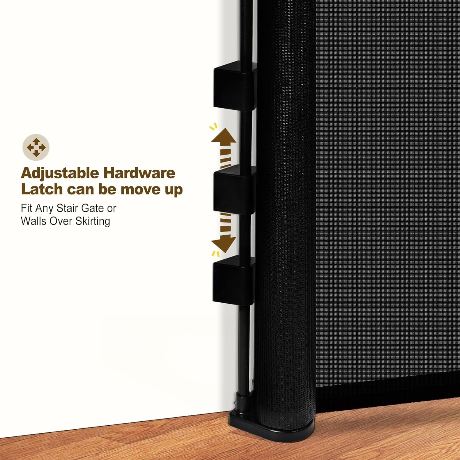 Upgrade 59" Retractable Baby Gates for Stairs, Retractable Dog Gate 34" Tall, Extends to 55" Wide, 5 Foot Retractable Baby Gate, Retractable Gate for Doorways, Hallways, Indoor/Outdoor(White)