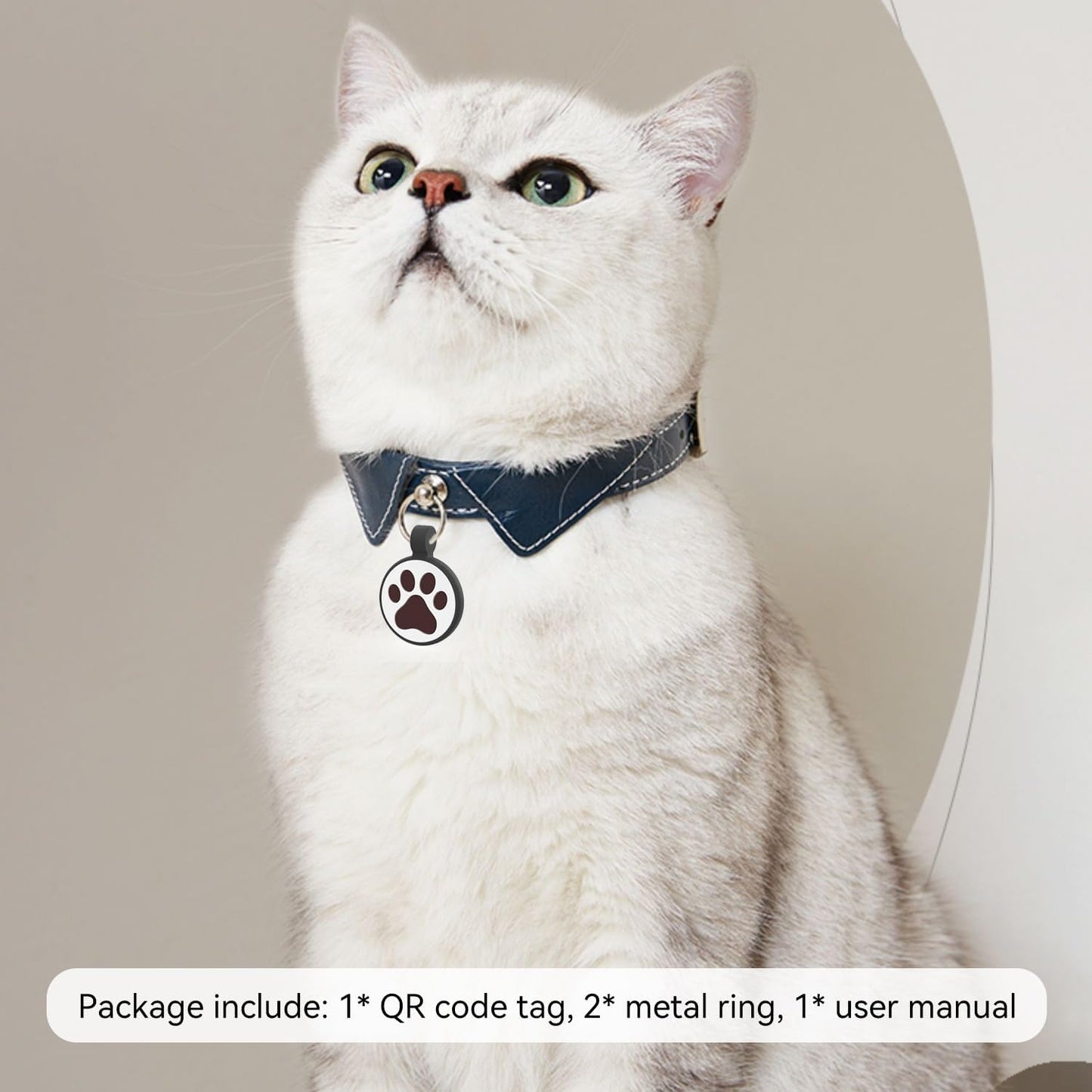 QR Code Cat Tag, Modifiable Pet Online Profile Display Page, Multiple Emergency Contact, Silent Silicone Cat Tag, Collar Accessories, Personalized Cat Tag (Small Breeds - 1", Black & Blue)