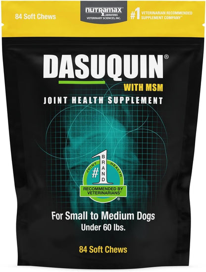 Nutramax Laboratories Dasuquin with MSM Joint Health Supplement for Small to Medium Dogs - with Glucosamine, MSM, Chondroitin, ASU, Boswellia Serrata Extract, and Green Tea Extract, 84 Soft Chews