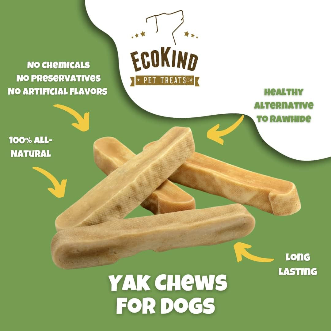 EcoKind Pet Treats Premium Gold Himalayan Yak Cheese, Gluten Free, Lactose Free, All Natural Chews for Small to Large Dogs | Keeps Dogs Busy & Enjoying, Indoors & Outdoor Use, 1 lb. Bag