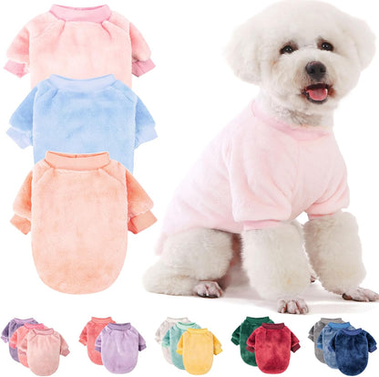 Fabricastle Dog Sweater, Pack of 3, Dog Clothes, Dog Coat, Dog Jacket for Small or Medium Dogs Boy or Girl, Ultra Soft and Warm Cat Pet Sweaters (Ballet Pink,Skyblue,Peach, Medium)