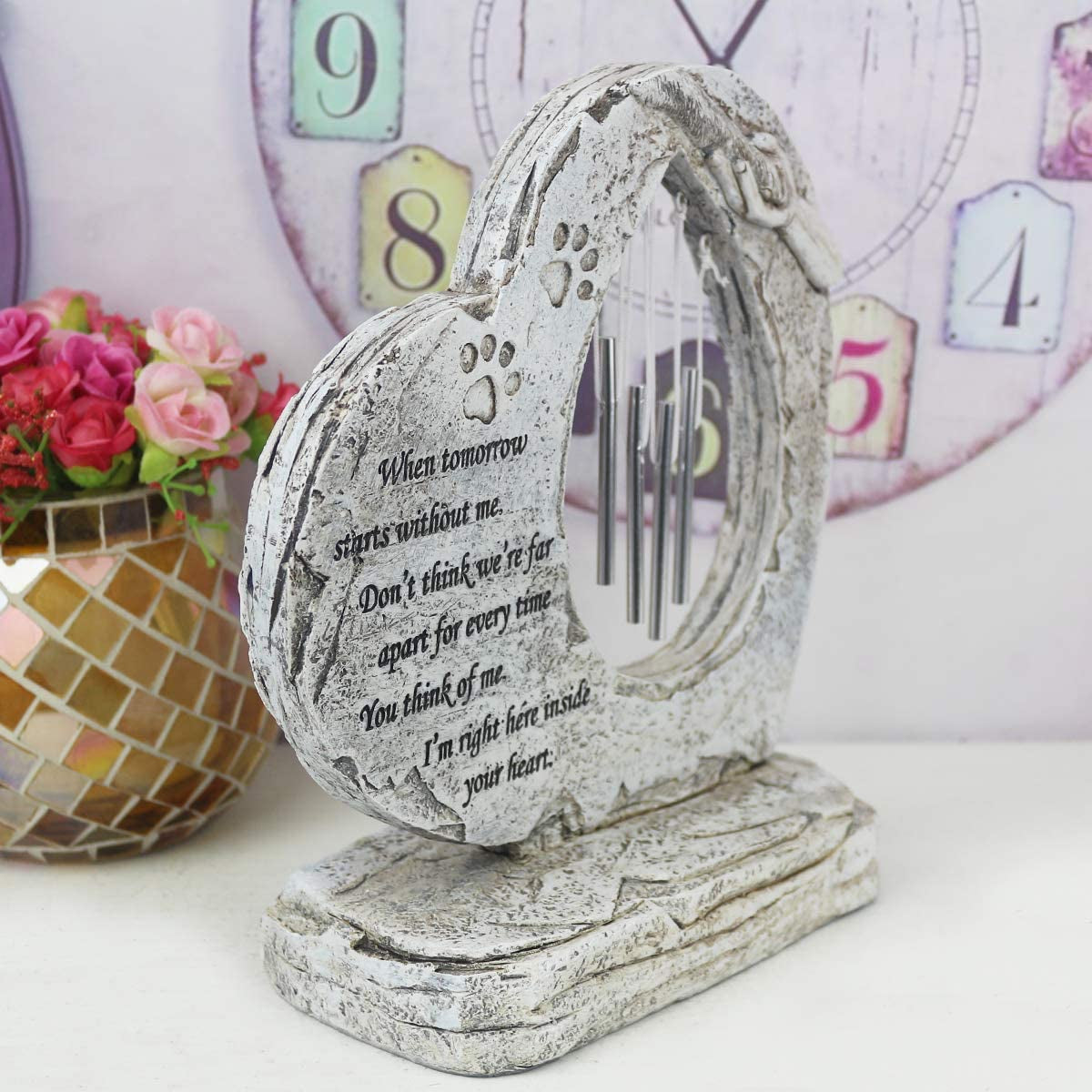 Pet Memorial Stones for Loss of Pet Gifts, Heart Shaped Paw Print Pet Memorial Gifts, Pet Grave Markers for Dog Memorial Gifts