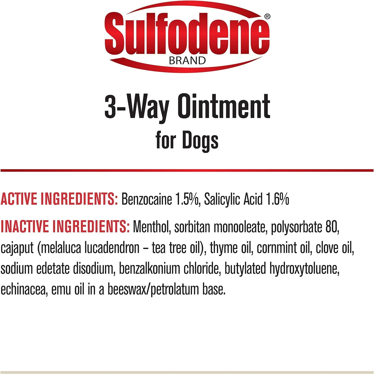 Sulfodene Dog Wound Care Ointment, Relieves Pain & Prevents Infection for Dog Cuts, Scrapes, Bites and Injuries, 2 Ounce