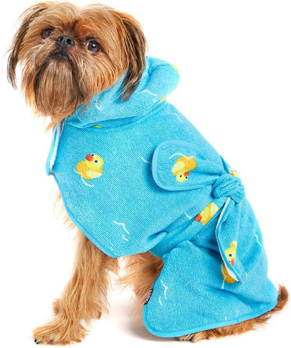 Barkbox Dog Bathrobe Towel - Lightweight, Super Cute Fast Drying Bathrobe for Dogs - Rhino (Large)