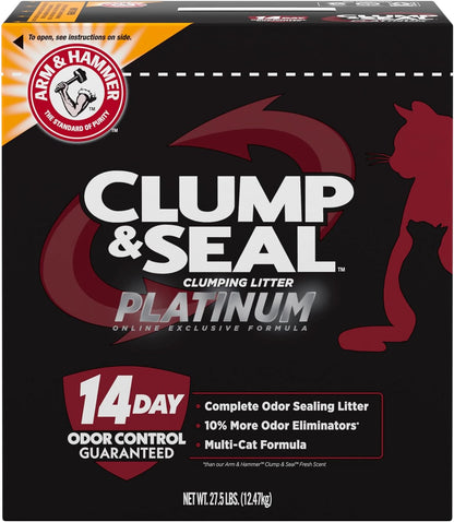 Arm & Hammer Clump & Seal Platinum Multi-Cat Complete Odor Sealing Clumping Cat Litter, 14 Days of Odor Control 18Lb, Online Exclusive Formula