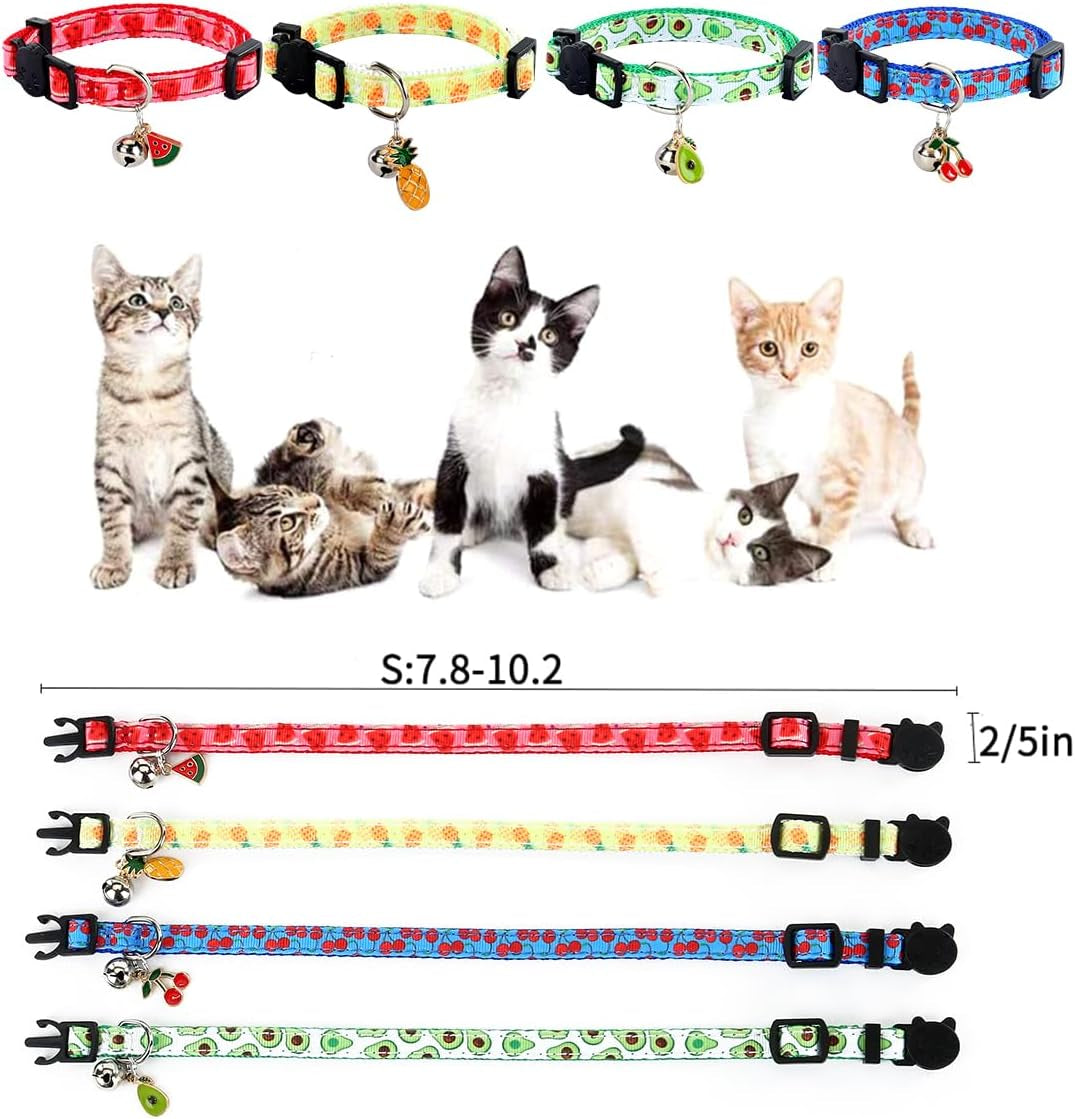 Breakaway Cat Collar with Bell, 4 Pack Safety Adjustable Cat Collars Set…