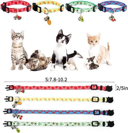 Breakaway Cat Collar with Bell, 4 Pack Safety Adjustable Cat Collars Set…