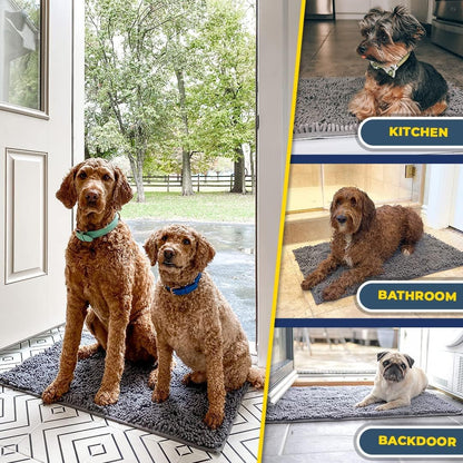 Muddy Mat® | Super Absorbent Door Mat Indoor, Microfiber Quick Dry Chenille Entryway Rug, Non-Slip Front Door Mat, Indoor Mats for Entryway, Machine Washable Pet Rug, Grey 36"x60"