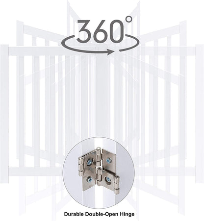 LZRS Solid Hardwood Freestanding Pet Gate,Wooden Dog Gates for Doorways,Nature Wood Dog Gates for the House,Dog Gate for Stairs,Freestanding Indoor Gate Safety Fence,Natural,30" Height-3 Panels