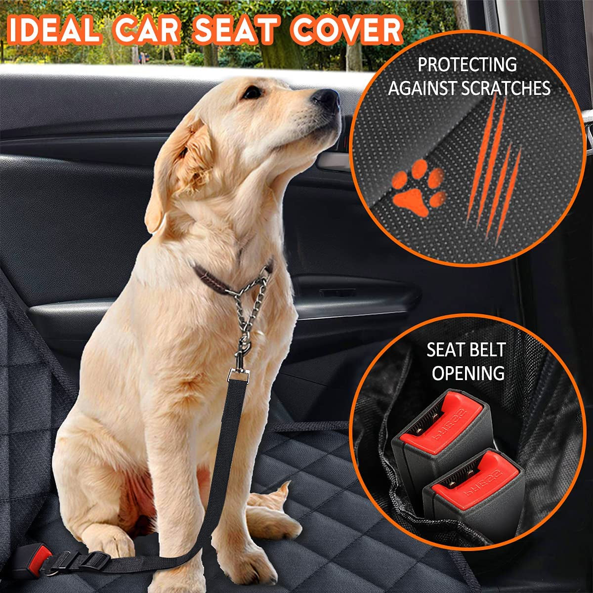 Dog Car Cover for Back Seat Pet Protector Waterproof Bench Car Seat Cover, Nonslip Rear Seat Cover Fits Middle Armrest for Most Cars Trucks Suvs - Grey