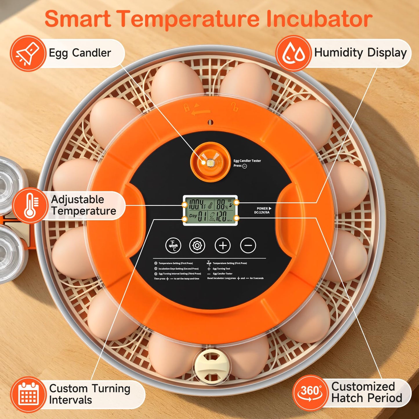 Onsju 18 Egg Incubators for Hatching Eggs, Automatic Egg Turning and Humidity Control Incubator for Hatch Chicken Duck Quail Pigeon Pheasant Partridge Home Classroom Lab-
