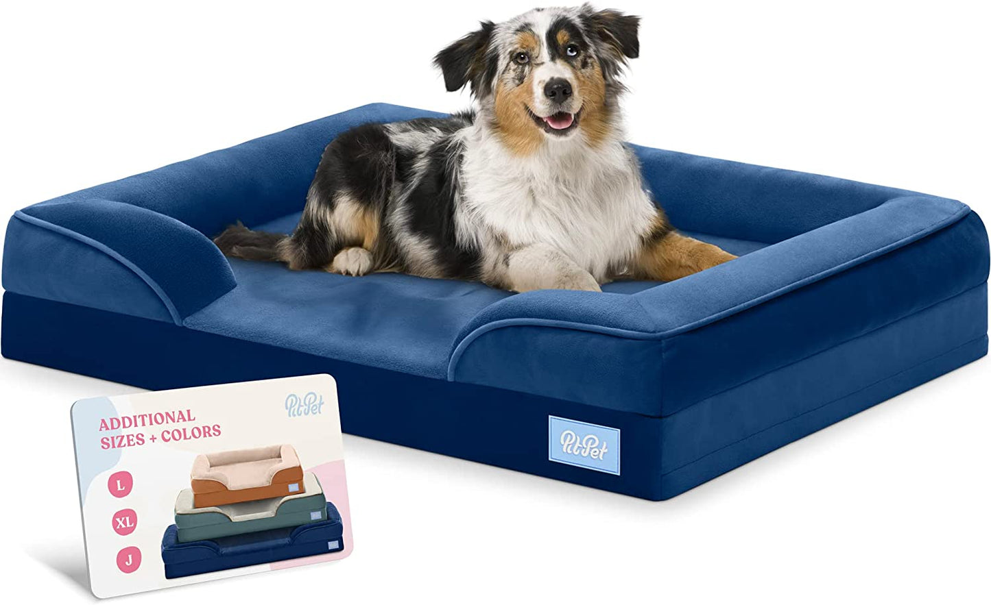 Orthopedic Sofa Dog Bed - Ultra Comfortable Dog Bed for Large Dogs - Breathable & Waterproof Pet Bed- Egg Foam Sofa Bed with Extra Head and Neck Support - Removable Washable Cover with Nonslip Bottom