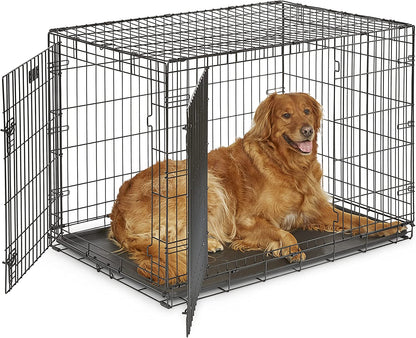 Midwest Homes for Pets Newly Enhanced Double Door Icrate Dog Crate, Includes Leak-Proof Pan, Floor Protecting Feet, Divider Panel & New Patented Features