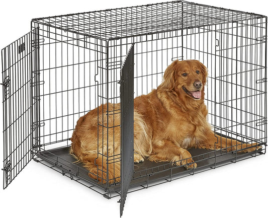 Midwest Homes for Pets Newly Enhanced Double Door Icrate Dog Crate, Includes Leak-Proof Pan, Floor Protecting Feet, Divider Panel & New Patented Features