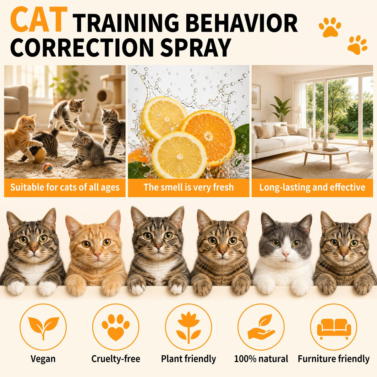 LHNVXF Cat Deterrent Spray (2 Pack), Natural Non-Toxic cat Repellent Spray for Furniture, 7 FL oz Discourages Destructive Scratching