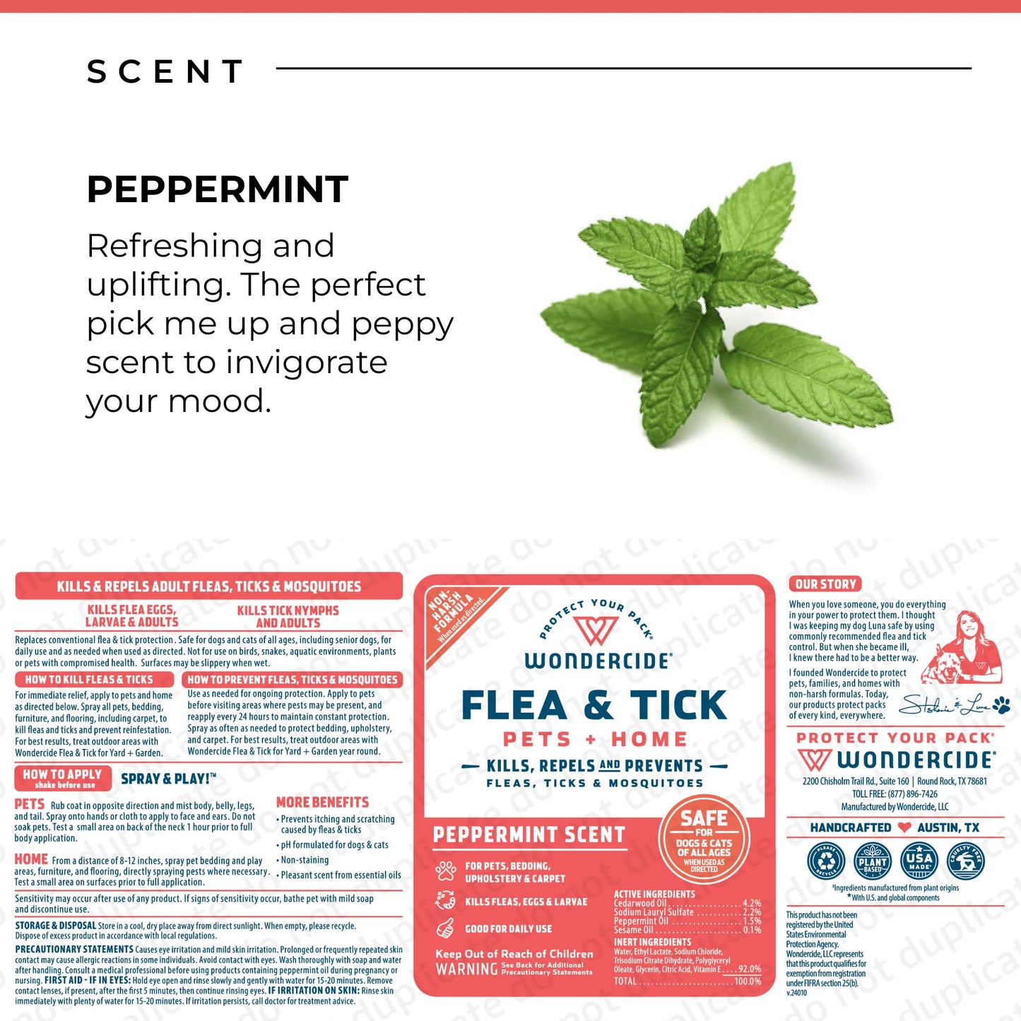 Wondercide Peppermint Flea & Tick Spray for Pets Plus Home with Natural Essential Oils 16 fl. oz.
