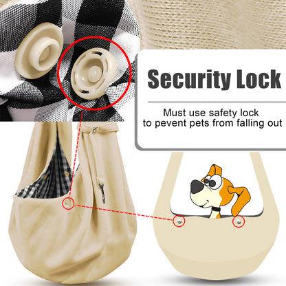 Tomkas Small Dog Sling Carrier - Classic Pocket & Classic Strap - for 3-10 lbs Pets(Cream)