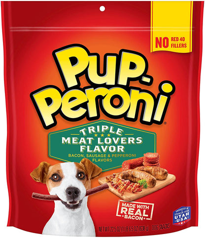 Pup-Peroni Dog Treats, Triple Meat Lovers Flavor, 22.5 Ounce, Bacon, Sausage and Pepperoni, No Red 40 or Fillers