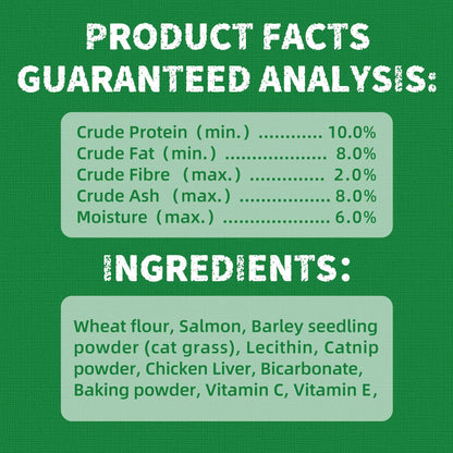 Just Try 13.4 OZ Cat Treats for Indoor Cats Hairball Control Natural Salmon Healthy Cat Grass Treats Kitten Snacks Training Biscuits Catnip for Cats Dental Care