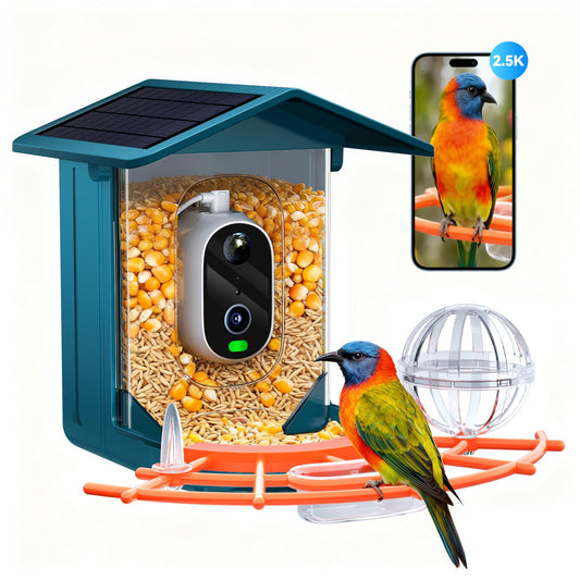 Smart Bird Feeder with Camera Solar Powered - 2.5K 4MP Birds Feeder Camera for Outdoors Garden with AI Identify, Squirrel Proof, Rechargeable Battery WiFi Video Bird Feeder Cam, Gift for Birds Lover
