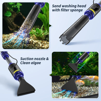 Fish Tank Cleaner, Aquarium Gravel Cleaner, 530GPH/32W Electric Fish Tank Cleaning Tools, Adjustable Water Flow Fish Tank Gravel Cleaner Vacuum, Aquarium Cleaner Kit for Water Chang, Wash Sand (Blue)