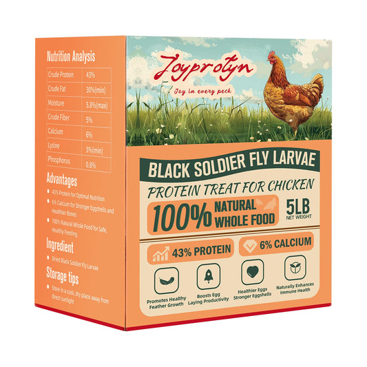 Joyprotyn 5LB Non-GMO Dried Black Soldier Fly Larvae for Chicken – 85X More Calcium Grubs Than Mealworms for Strong Eggshells & Healthy Growth - High Protein for Chickens, Birds, Ducks, Geese & Pets