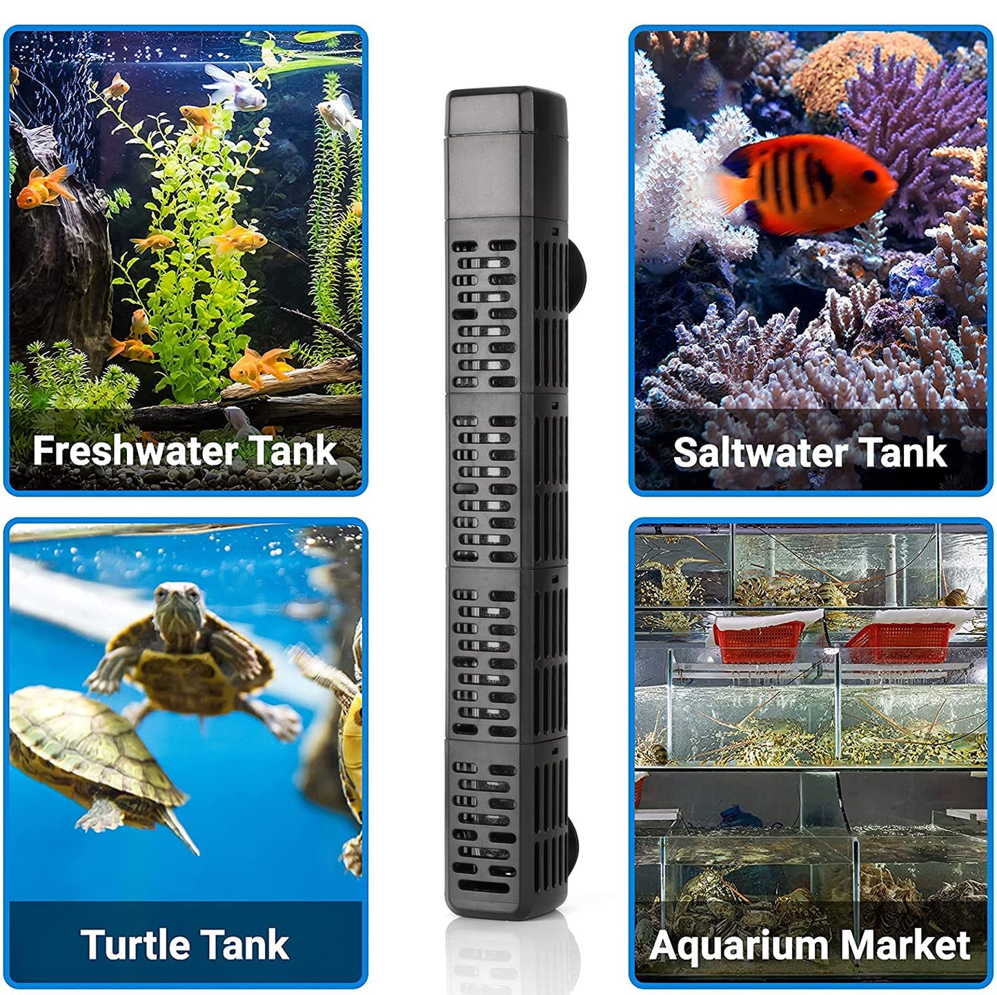 HiTauing Aquarium Heater, 50W/100W/200W/300W/500W Submersible Fish Tank Heater with Over-Temperature Protection and Automatic Power-Off When Leaving Water for Saltwater and Freshwater
