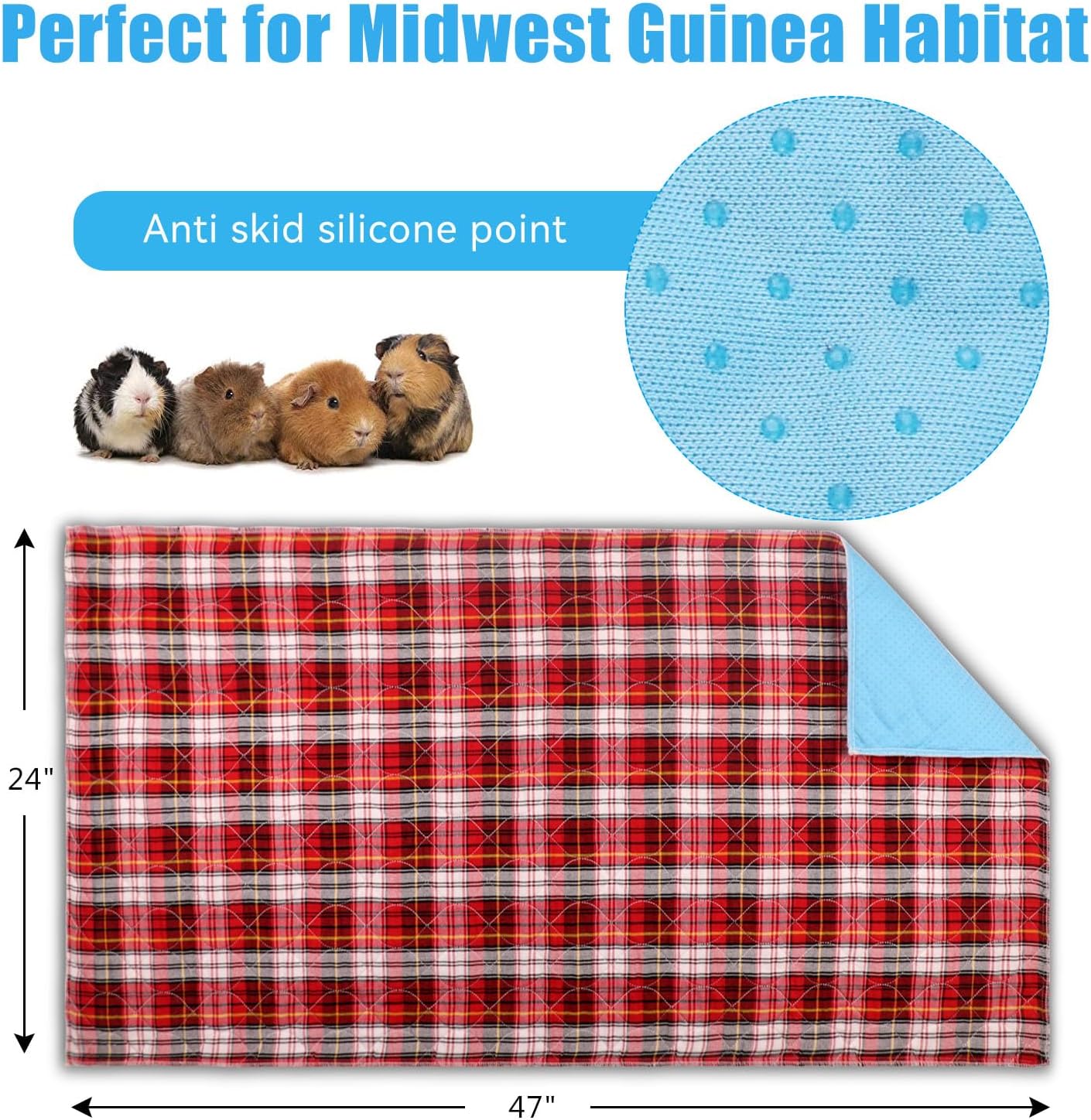 2 PCS Guinea Pig Cage Liner,Guinea Pig Bedding, Pet Supplies Guinea Pig Pee Pads Pet Supplies(24"x47")