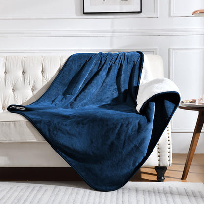 Yaning Waterproof Blanket for Bed Couch Sofa, Soft Liquid Pee Proof Pet Blanket for Dog Puppy Cat, Reversible Sherpa Fleece Furniture Protector (Navy Blue, 60x80 inches)