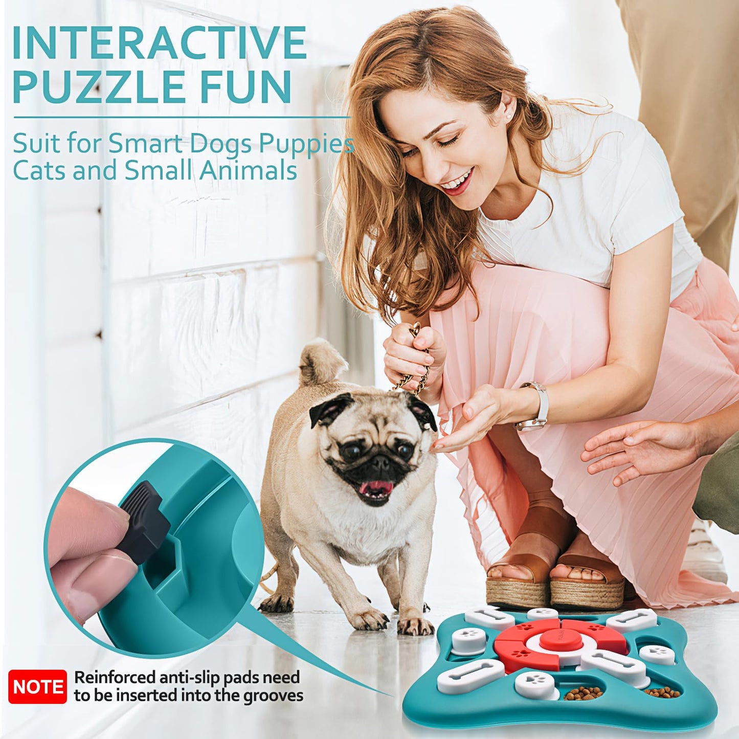 PETSTA Dog Puzzle Toys, Treat Dispensing Dog Enrichment Toys for IQ Training and Brain Stimulation, Interactive Mentally Stimulating Toys as Gifts for Puppies, Cats, Dogs