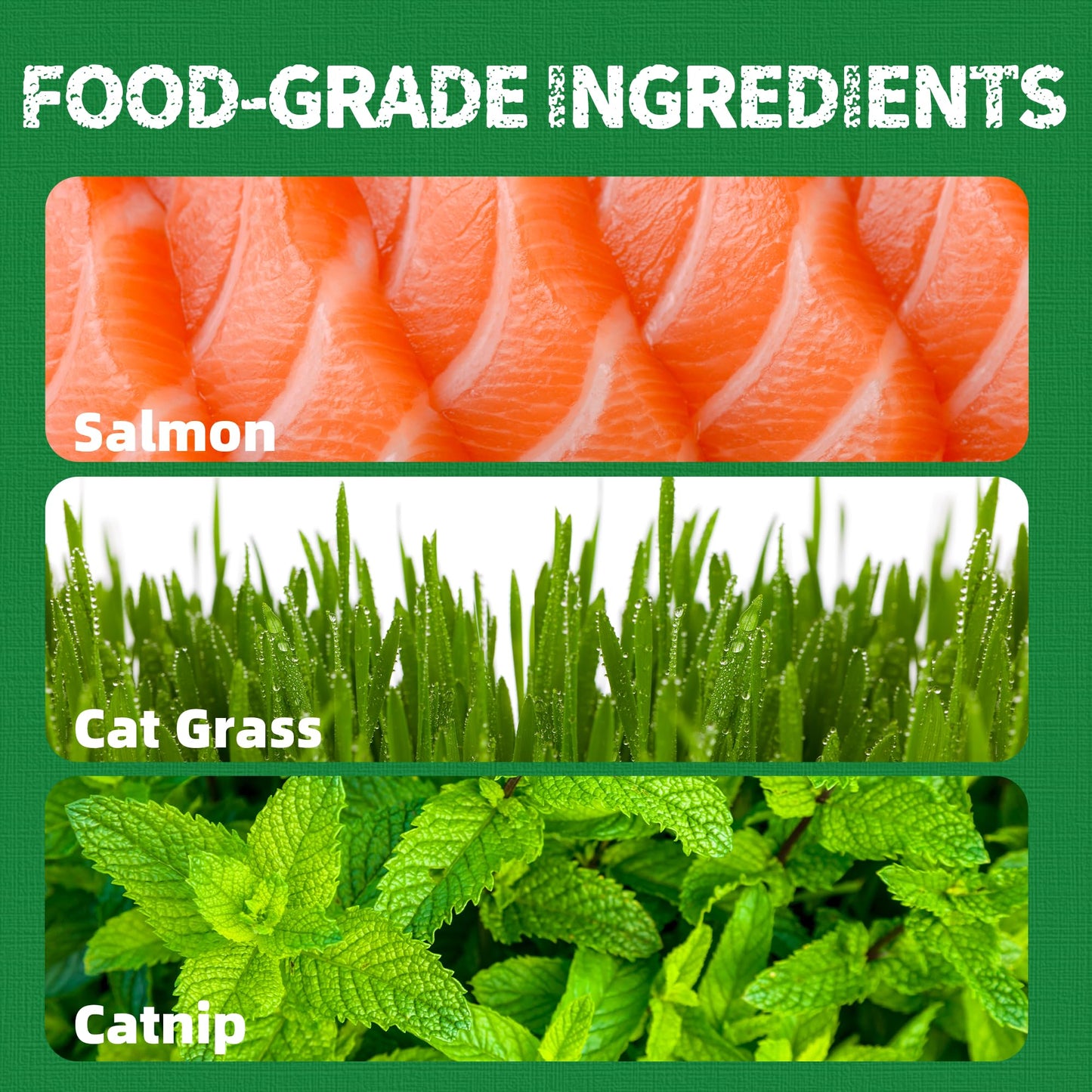 Just Try 13.4 OZ Cat Treats for Indoor Cats Hairball Control Natural Salmon Healthy Cat Grass Treats Kitten Snacks Training Biscuits Catnip for Cats Dental Care