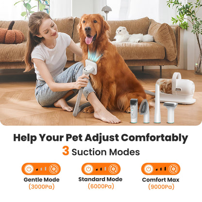 Neakasa P1 Pro Dog Grooming Vacuum Kit, 6-in-1 Pet Hair Grooming with Clippers and Vacuum, 9000Pa Suction, Low Noise, 1L Dust Cup for Home Shedding & Trimming
