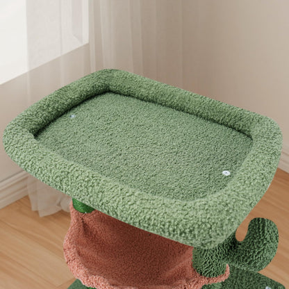 AIWIKIDE 37.4" Cactus Cat Tree Tower with Twin Cat Condos for Indoor Cats, All-in-One Activity Center with Cat Scratching Post Cozy Sleeping Perch Hammock and Toy Balls,Green …