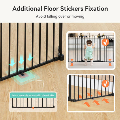 COMOMY 80" Extra Wide Baby Gate, Dog Gate for House Stairs Doorways Fireplace, Auto Close Pet Gate with Door Walk Through, 3 Metal Panels, Hardware Mounted Baby Fence Indoor Outdoor(30" Tall, Black)