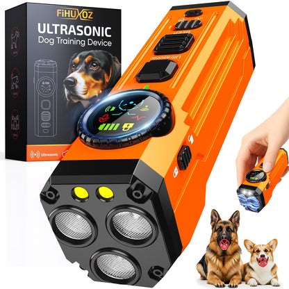 Anti Barking Device for Dogs with Smart Display, 3X Sonic Emitters Dog Bark Deterrent Devices, Dual-Frequency Effective and Humane Bark Control 50ft Ultrasonic Bad Behevior Correct Dog Training Device