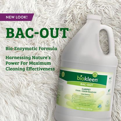 Biokleen Bac-Out Enzyme Cleaner and Stain & Odor Remover for Pet Stains, Laundry, Diapers, Wine, Carpets, & More, Eco-Friendly, Non-Toxic, Lime Scent, 128 Ounces