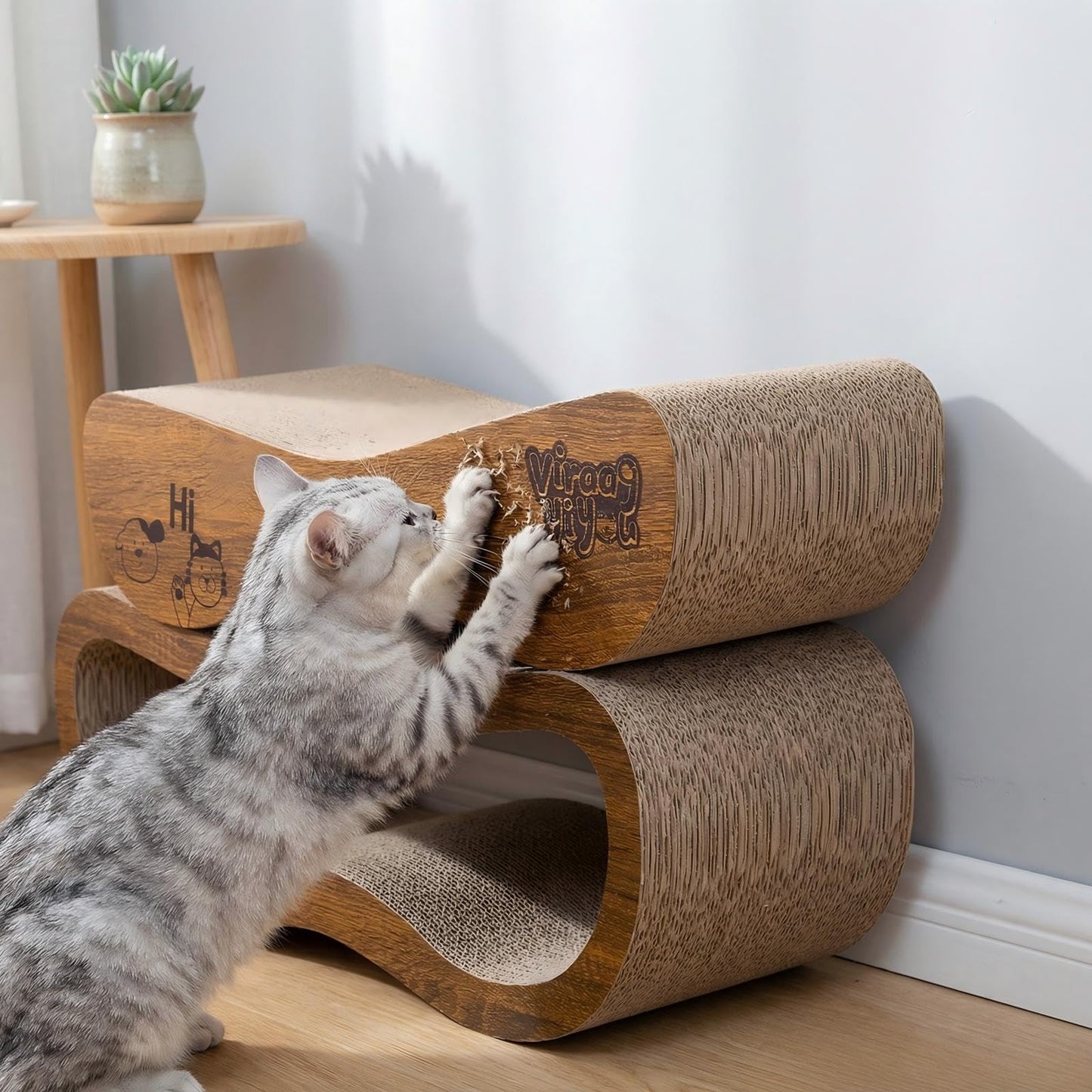 Viraagyiyou Cat Scratcher, 2 in 1 Cat Scratching Board, Cat Cardboard, Scratch Lounger for Cats as Beds & Furniture, Large, 27.44 x 9.06 x 9.06 inch