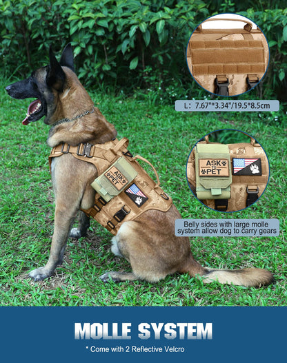 PETNANNY Tactical Dog Harness - No-Pull Service Vest for Large Breeds, with Hook & Loop Patch Panel & MOLLE System | Padded Handle for Walking, Hiking & Training (Desert Camo,L)