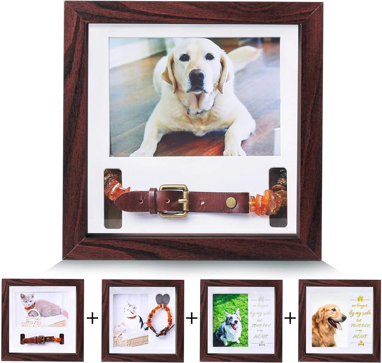 Kcrasan Pet Memorial Picture Frame - Dog Memorial Sentiment Frame for Loss of Dog Gifts - Pet Collar Frame Remembrance Sympathy Dog or Cat Tribute Keepsake(Mahogany)